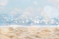 Blur bokeh light of calm sea and sky. summertime vacation background concept Royalty Free Stock Photo