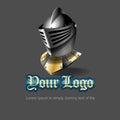 Abstract security logo with knight helmet in 3d