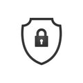 Abstract security shield with lock, security icon. Lock security icon. Vector illustration isolated on white background Royalty Free Stock Photo