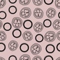 Abstract seamless pattern, vector, shapes, linear, round shapes, light cocoa color background Royalty Free Stock Photo