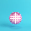 Abstract segmented pink sphere glowing inside on bright blue background in pastel color