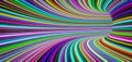 Abstract self-luminous colored lines move fast in the tunnel. 3d