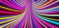 Abstract self-luminous colored lines move upward. 3d rendering