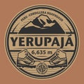 Abstract semblem with the Yerupaja, Peru