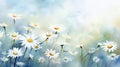 Abstract Serene Watercolor of Calming Chamomile AI Generated