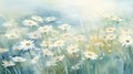 Abstract Serene Watercolor of Calming Chamomile AI Generated