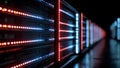 Abstract Server Rack Lights Blinking In Data Center (ai generated) Royalty Free Stock Photo