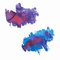 Abstract set of blue and violet watercolor blot painted background. Texture paper. Isolated. Royalty Free Stock Photo