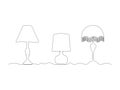 Abstract a set of three table lamps with lampshade continuous one line art drawing