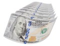 Abstract Set of U.S. 100 Dollar Bills Isolated on a White Background Royalty Free Stock Photo