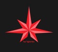 Abstract seven-pointed red star. Isolated on a black background