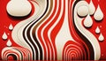 Abstract seventies retro style background in red and white.