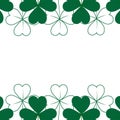 Abstract shamrock frame with top and bottom border in trendy green. Concept for St. Patrick greeting