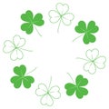 Abstract shamrock frame with top and bottom border in trendy green. Concept for St. Patrick greeting