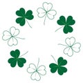 Abstract shamrock frame with top and bottom border in trendy green. Concept for St. Patrick greeting