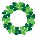 Abstract shamrock round frame border in trendy green. Copy space. Concept for St. Patrick greetings