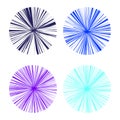 Abstract shape collection. Radial burst pattern. Circle line Vector. Blue purple cyan. Royalty Free Stock Photo