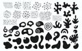 Abstract shape doodle silhouette objects set hand drawn ink stamp design element organic form vector