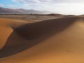 Abstract shape natural rusty red sand dune and salt pan of vast desert landscape background with hot sunlight, Sossus