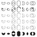 Abstract shape set. Overlap circle forms. Geometric eclipse Vector. Minimal contour collection. Royalty Free Stock Photo