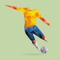 Abstract shape soccer player, polygonal. Royalty Free Stock Photo