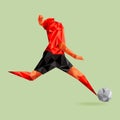 Abstract shape soccer player, polygonal. Royalty Free Stock Photo