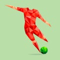 Abstract shape soccer player, polygonal. Royalty Free Stock Photo