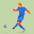 Abstract shape soccer player, polygonal. Royalty Free Stock Photo