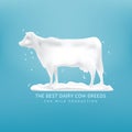 Abstract shape white cow and wave milk