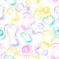 Abstract shapes with brush drawn contours in seamless pattern in minimal style.Soft art endless background for stationery,