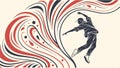 Abstract shapes with dancer silhouette, dynamic art and movement vector design Generative AI