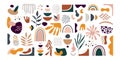 Abstract shapes mega set. Doodle hand drawn organic elements trendy contemporary style, cute scribble design. Vector illustration Royalty Free Stock Photo