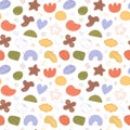 Abstract shapes pattern. Vector seamless background with hand drawn elements. Trendy abstraction minimalist objects Royalty Free Stock Photo