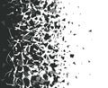 Abstract shatter background. Exploded black pieces scatter, shattered triangles destruction pattern. Broken particles