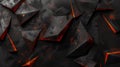 Abstract Shattered Black Geometric Shapes with Fiery Red Highlights Royalty Free Stock Photo
