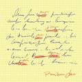 Abstract sheet of paper with handwritten text