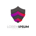 Abstract shield logo with 3d colorful design, security logos