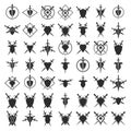 Abstract shield and sword icons.