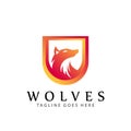 Abstract Shield Wolf Wild Company Modern Logos Design Vector Illustration Template