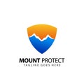 Abstract Shild Mountain Protection Company Logos Design Vector Illustration Template