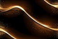 Abstract shine glow backgound. Gold (bronze) glitter wave on brown Royalty Free Stock Photo