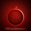 Abstract Shining Christmas ball on red background Royalty Free Stock Photo