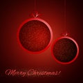Abstract Shining Christmas balls on red background Royalty Free Stock Photo