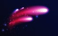 Abstract shining comet meteorite shape, firework glowing light effect, neon fire trail