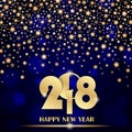 Abstract shining falling stars on blue ambient blurred background. New Year 2018 concept. Luxury design Royalty Free Stock Photo