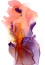 Abstract ink colorful splash shining like candle in peach fog