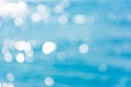 Abstract shining sunlight bokeh on blue sea water texture background. Royalty Free Stock Photo