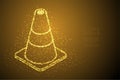 Abstract Shiny Bokeh star pattern Traffic cone, transportation equipment concept design gold color illustration isolated on brown Royalty Free Stock Photo