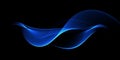 Abstract shiny color blue wave design element on dark background. Science design