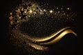 An abstract shiny colored gold wave design element with a shine effect